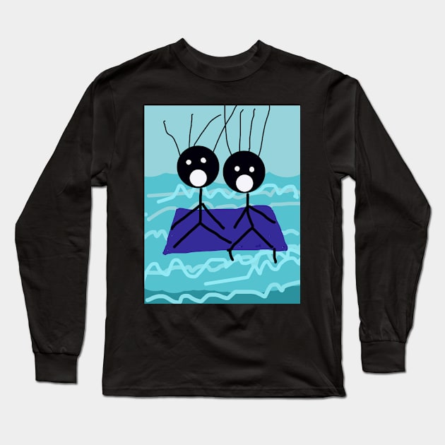 Kids and Raft Stick Figure Long Sleeve T-Shirt by Eigo Wild